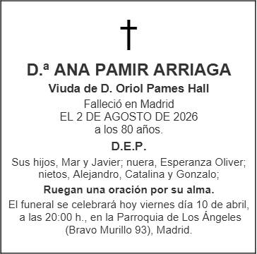 Ejemplo de esquela familiar con símbolos religiosos